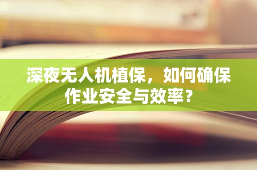 深夜无人机植保，如何确保作业安全与效率？