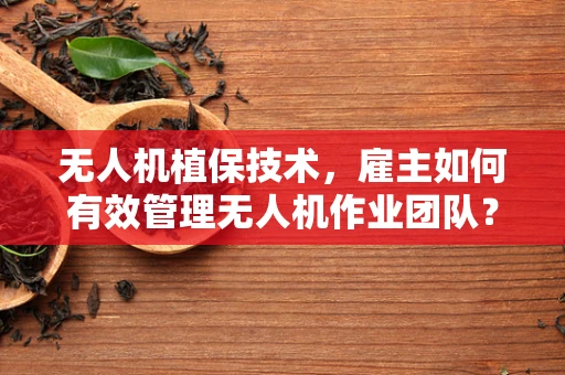 无人机植保技术，雇主如何有效管理无人机作业团队？
