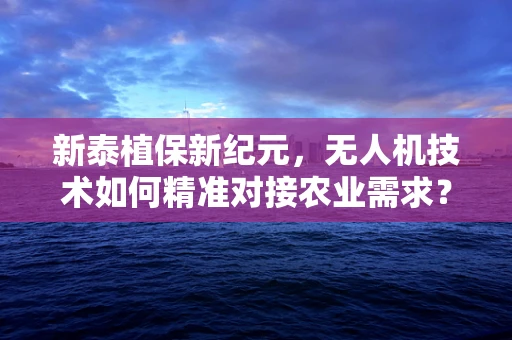 新泰植保新纪元，无人机技术如何精准对接农业需求？