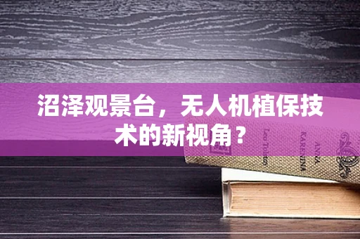 沼泽观景台，无人机植保技术的新视角？
