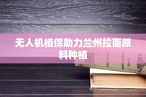 无人机植保助力兰州拉面原料种植