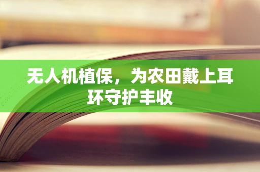 无人机植保，为农田戴上耳环守护丰收