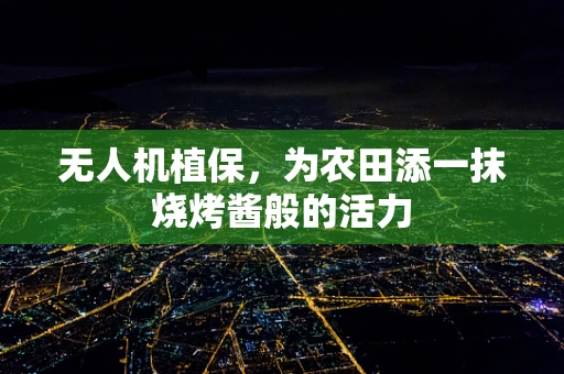 无人机植保，为农田添一抹烧烤酱般的活力