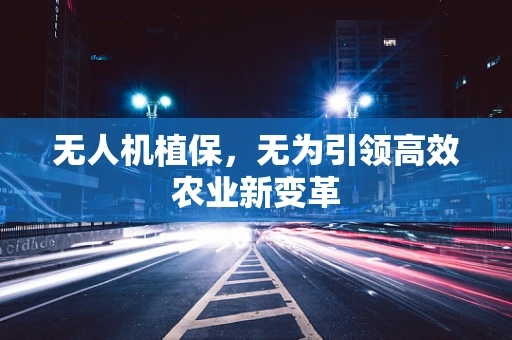 无人机植保，无为引领高效农业新变革