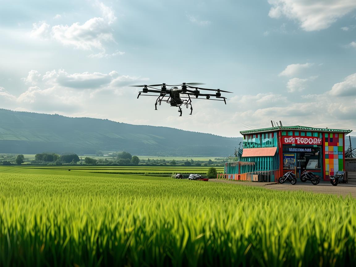 无人机植保助力，摩托车租赁点添彩